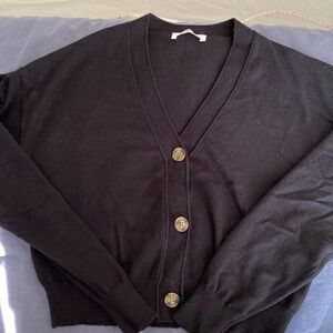 Double Zero | Black Cropped Cardigan in Spicy Small